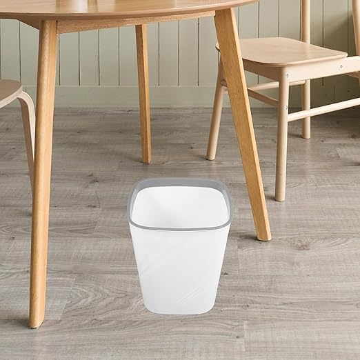 NUOBESTY Large Capacity Trash Can Plastic Garbage Bin with Press Ring for Secure Trash Bag Placement Small White Wastebasket for Home Office Kitchen Bathroom Living