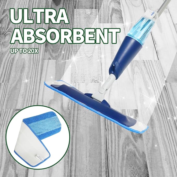 12 Pack Microfiber Cleaning Pads Reusable Microfiber Mop Pads for 18 Inch Mop Hardwood Floor Replacement Cleaning Mop Pads Machine Washes