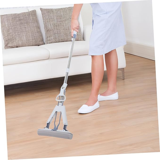 Folding Mop Reusable for Floor Cleaning Squeeze Sponge Mop Scrub for Hardwood Floors Dry Wet Dual Use