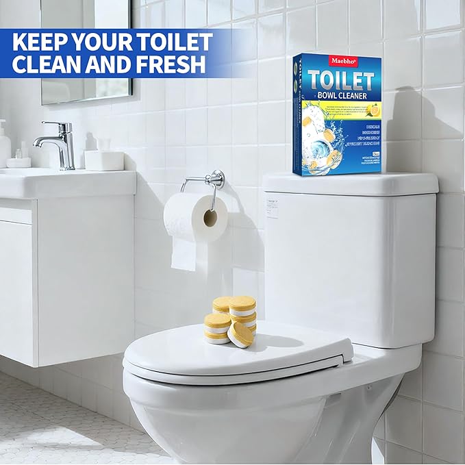 Automatic Toilet Bowl Cleaner Includes 12ct Blue Gel Toilet Tank Cleaners Tablets and 24pcs Lemon Scent Toilet Cleaner Tablets
