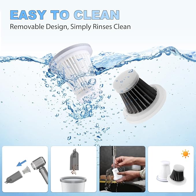 Handheld Car Vacuum Cordless 22000PA Strong Suction Mini Vacuum Cleaner with 100000 RPM Brushless Motor 4-in-1 Portable Vacuum for Car Detailing Camping Home &amp Gift Gray Silver