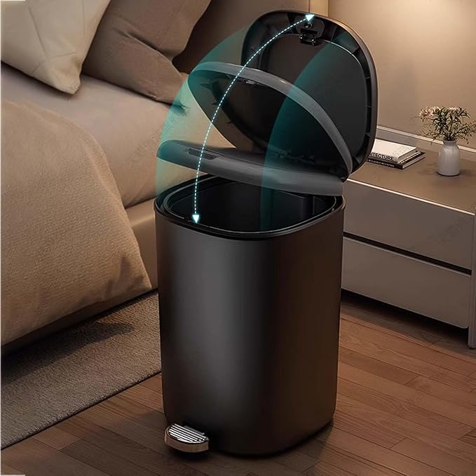 Foot Pedal Trash Can with Lid Large Capacity Trash Can Waste Bin Garbage Can Rubbish Bin Wastebasket Paper Basket Pedal Trash Bin for Kitchen Bathroom Bedroom Living Room
