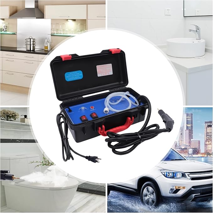 1700W Handheld High Pressure Steam Cleaner Home High-Temp Steam Cleaning Machine Vehicle Auto Cleaning Tool Steam Washer for Car Detailing Household Kitchen Range Hoods 3-5bar (Type 2)
