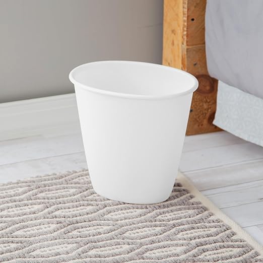 Sterilite 1.5 Gallon Oval Vanity Wastebasket Small Open Top Trash Can for the Bathroom Bedroom Dorm Room or Office Plastic White 12-Pack