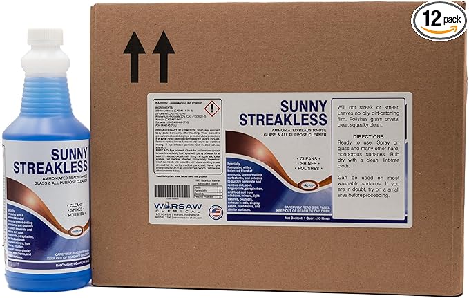 DENCO DISTRIBUTING INC. Warsaw Sunny Streakless RTU Window Cleaner - Industrial - Commercial - Quarts - 12 Per Case
