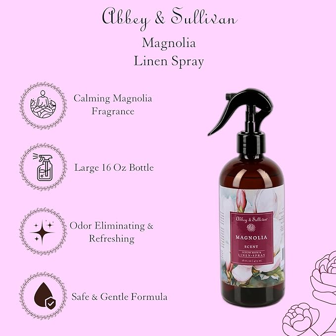 Abbey &amp Sullivan Linen Spray Magnolia Fabric Freshener and Fragrance Room Spray Pack of 2 16 oz