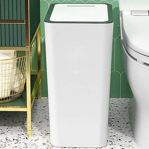 VBESTLIFE Bathroom Trash Can with Lid 15L/4 Gallon Slim Garbage Bin Wastebasket with Up Lid for Bedroom Office Kitchen Craft Room VBESTLIFEsm748dycgx