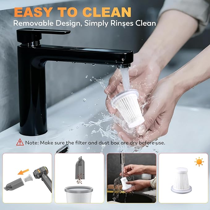 Handheld Car Vacuum Cordless 22000PA Strong Suction Mini Vacuum Cleaner with Brushless Motor 4-in-1 Portable Vacuum for Car Detailing Home Office &amp Travel Black Golden