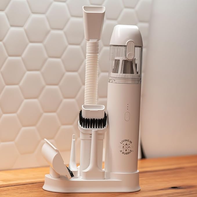 Living in a Bubble Cordless Air Duster &amp Mini Vacuum Set Portable Handheld Wireless Vacuum for Car/Van