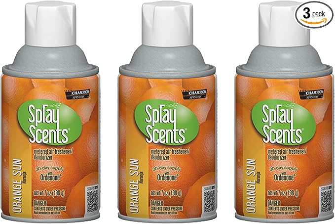 Champion Sprayon SprayScents Metered Air Freshener Refill 7 oz Odor Control Fragrance Orange Sun (3 Pack)