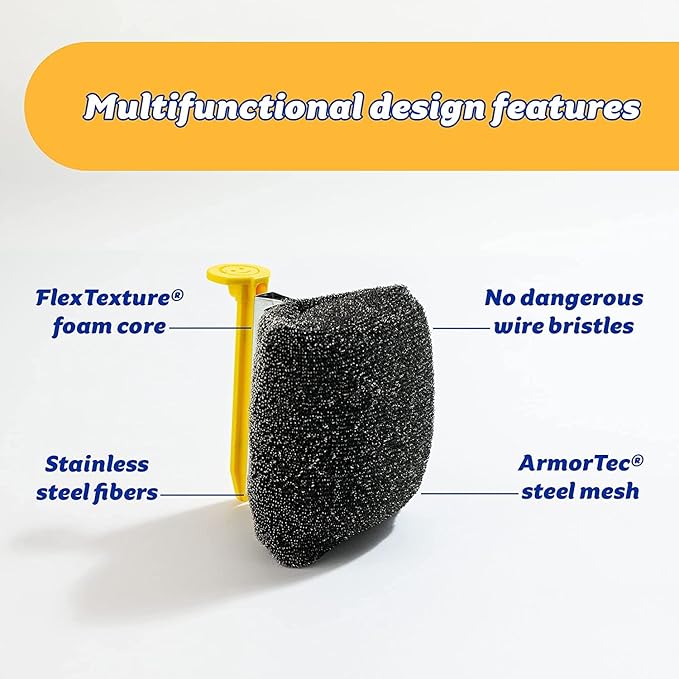 Scrub Daddy BBQ Daddy Grill Brush Head Refill - Bristle Free Grill Brush ArmorTec Steel Mesh Grill Cleaning Brush Attachment - Steam-Activated Cleaning Scrubber for Grates (1 Count)