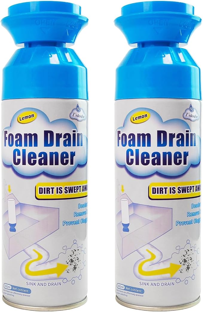 Drain Cleaner Foaming Drain Cleaner and Deodorizer Sink Cleaning Foam Drains Clog Remover for Kitchen Bathroom Drains Sinks Tubs (2PCS)