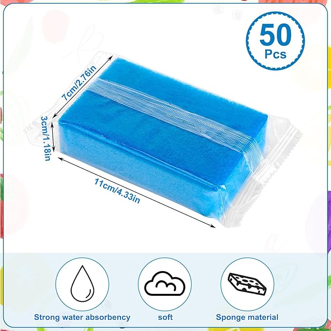 50 Pcs Individually Wrapped Sponges Uncompressed Non Scratch Scrouing Sponges for Household Cleaning Dishes Kitchen Airbnb Apartment Car Bike Blue