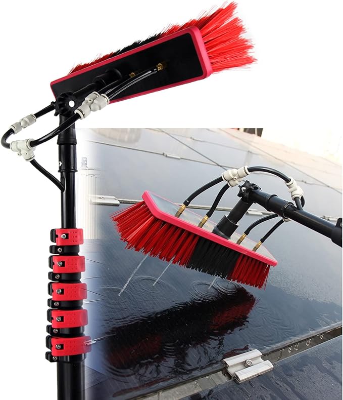Window Cleaning Pole Water/Hose Fed Pole Photovoltaic and Solar Panels Cleaner Kit Window Cleaning Brush Equipment10.8M/36FT