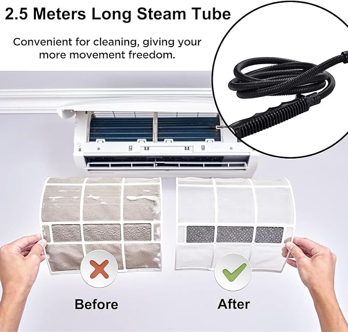 Handheld Steam Cleaner 2500W High Temperature Pressurized Steam Cleaner for Home Use Fast Heating Portable Steamer Cleaning Machine with 3 Brush Heads for Kitchen Car Detailing