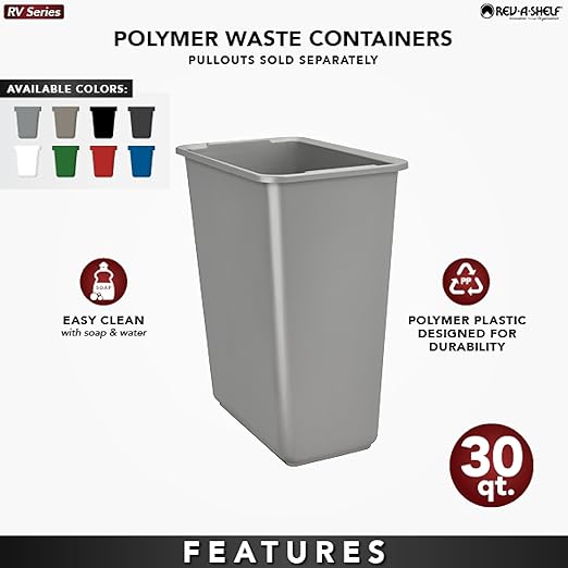 Rev-A-Shelf 30 qt. Silver Polymer Replacement Waste Container Pullouts