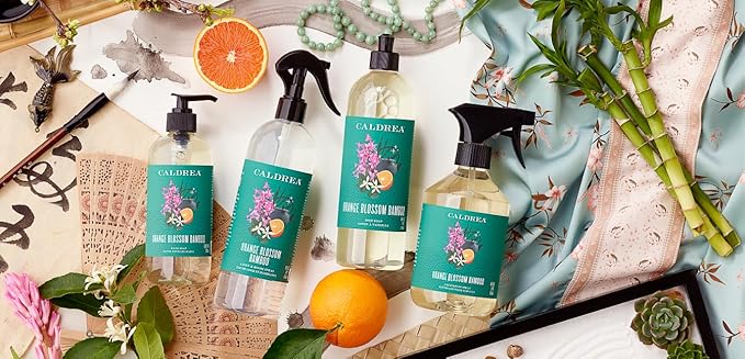Caldrea Linen and Room Spray Air Freshener Made with Orange Peel and Ylang Ylang flower Essential Oils Plant-Derived and Other Thoughtfully Chosen Ingredients Orange Blossom Bamboo scent16 oz