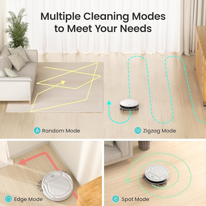 Lefant Robot Vacuum Cleaner Strong Suction 120 Mins Runtime Slim Low Noise Automatic Self-Charging Wi-Fi/App/Alexa Control Ideal for Pet Hair Hard Floor and Daily Cleaning M210