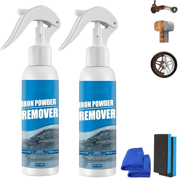 Multi-functional Quick-acting Rust Removal Spray 30ML &amp 100ML Car Rust Removal Spray Iron Power Remover for Metal Car Bikes Tools Furniture (100ml*2)