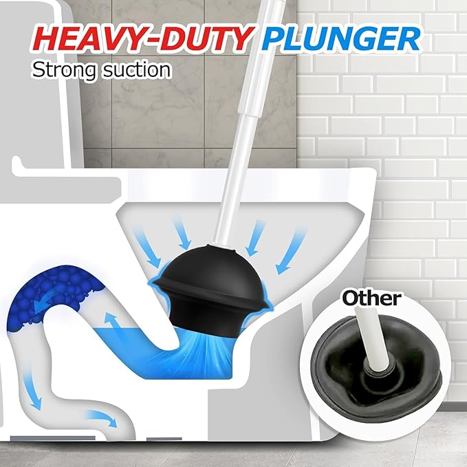 3Pack 2 in 1 Toilet Brush and Plunger Set Extended Handle PlungerToilet Bowl Brush Plunger SetBathroom Cleaning ToolsToilet Brush Plunger ComboCleaning BrushCleaning Supplies White