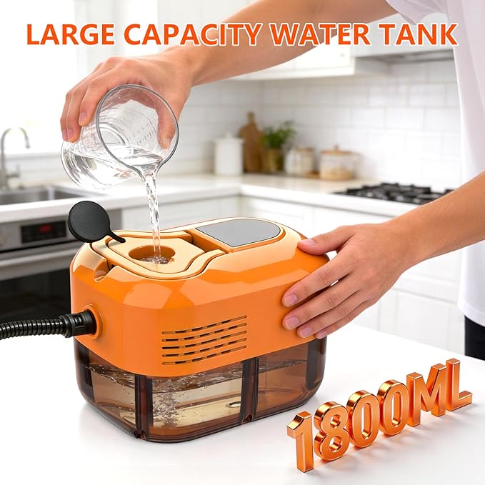 Steam Cleaner for Home &amp Car - 1800ML Water Tank 15s Heat-Up Portable Steamer for Cleaning 6 Level Handheld Steam Cleaner for Car Detailing with 17 Accessories for Furniture Grease Carpet Grou