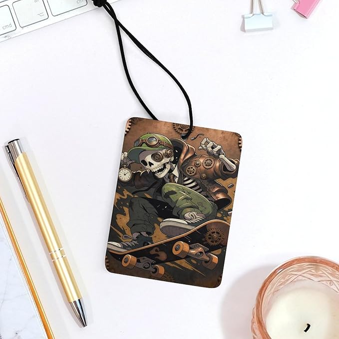 5PCS Car Air Freshener Hanging Personalized Double Sided Steampunk Skull Car Fresheners Long Lasting New Cars Scents Cute Automotive Freshies for Closets Drawers (tea)