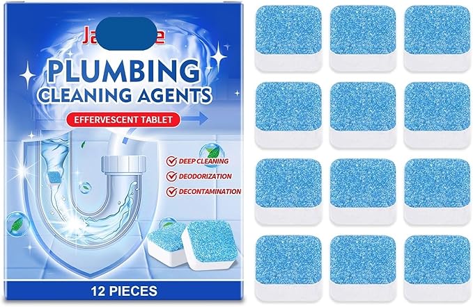 Instant Drain Cleaner Tablets - Unclog Kitchen &amp Bathroom Drains Remove Grease Eliminate Odors Fast Acting Formula(2PCS)
