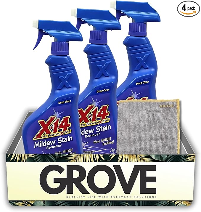 3x x14 Professional Instant Stain Remover Bundle with Microfiber Towel – No-Scrub Formula for Removing Stains on Hard Surfaces Tile Grout and Vinyl – Gift Set (4 Items)