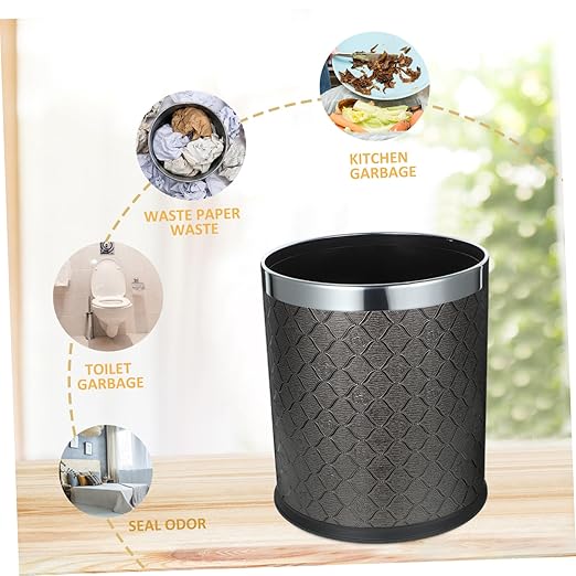 Plastic Wastebasket Round Plastic Trash Can for Home Office Bathroom Sturdy Structure Without Lid Versatile Rubbish Bin for Bedroom Kitchen Car Use