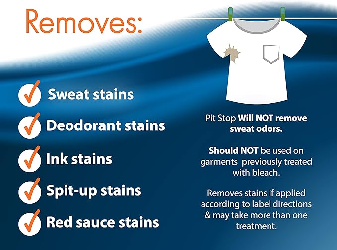 Sanco Industries Pit Stop Sweat Stain &amp Deodorant (Antiperspirant) Armpit Stain Remover Multi-stain formulation 16oz. (Pack of 2)