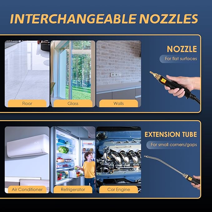 2500W Handheld Steam Cleaner Pressurized Steam Cleaning Machine with 3 Brush Heads 20s Heat Up 1L Tank Multipurpose Mini Portable Steamer for Tile Grout Furniture Kitchen Car Home