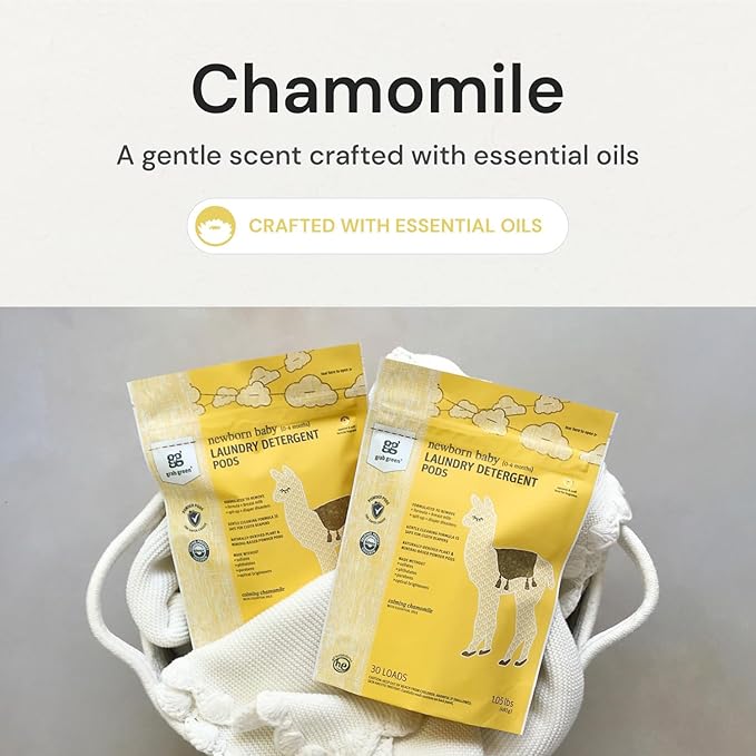 Grab Green Newborn Baby Laundry Detergent Pods 60 Loads Chamomile Mineral Based Non-Toxic Stain Remover