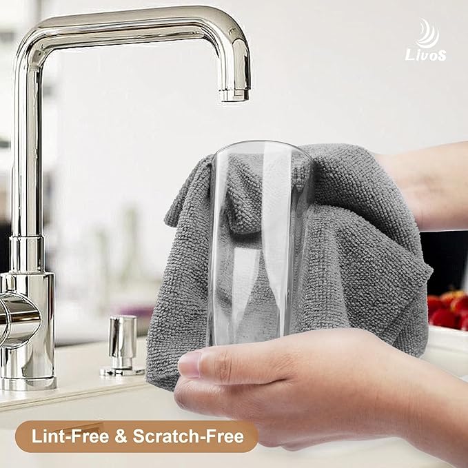 LIVOS Microfiber Cleaning Cloth Roll - 80 Pack Reusable Paper Towels Grey Tear Away Microfiber Towels for Cars Super Absorbent Lint Free Cleaning Rags for House Kitchen Window-11.5x11.5