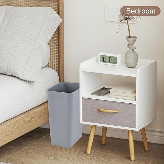 2-Pack Small Trash Can Plastic Bathroom Wastebasket 3 Gallon Slim Garbage Container Bin for Home Kitchen Bathroom Bedroom Office (Gray)