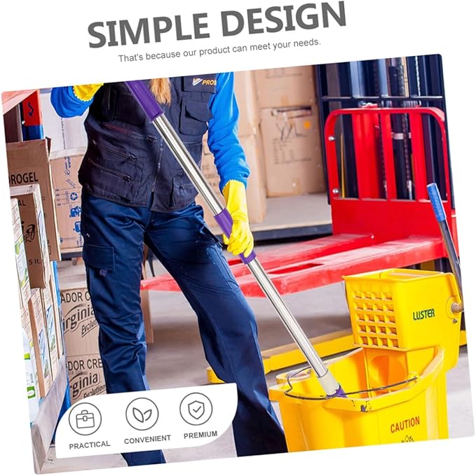 Ciieeo Heavy Duty Telescopic Stainless Steel Mop Detachable Handle Sturdy Household Cleaning Mop for Hardwood and Tile Floors Adjustable Length for Easy Use