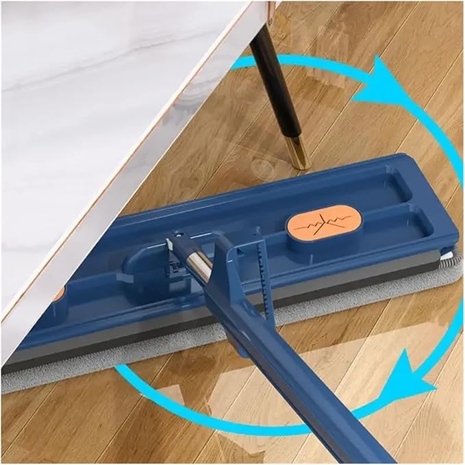 Large Flat Mop Self-contained Slide Microfiber Floor Wet and Dry for Cleaning Floors Home Tools(Blue mop 6 rag)