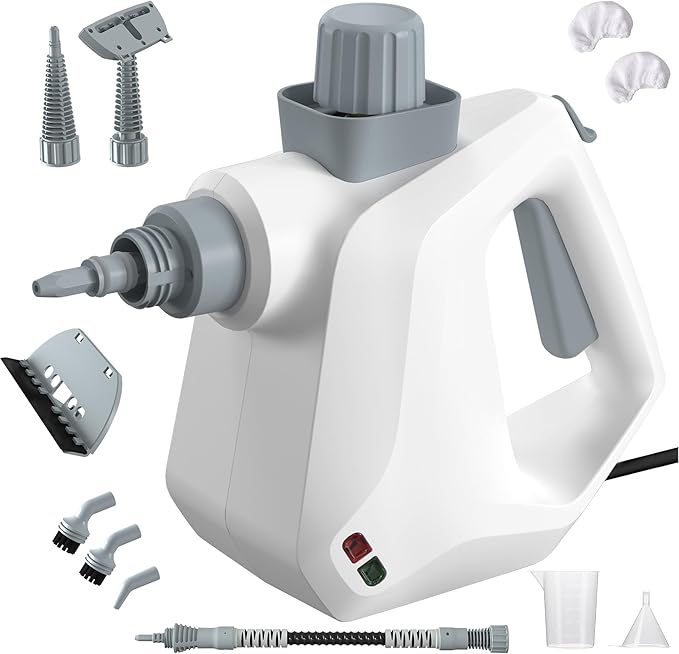 Kiss the Water Handheld Steam Cleaner Pressurized Furniture Steamer for Cleaning with 11 PCS Accessories Multipurpose Grout Steam Cleaner for Home Couch Floor Carpet Car