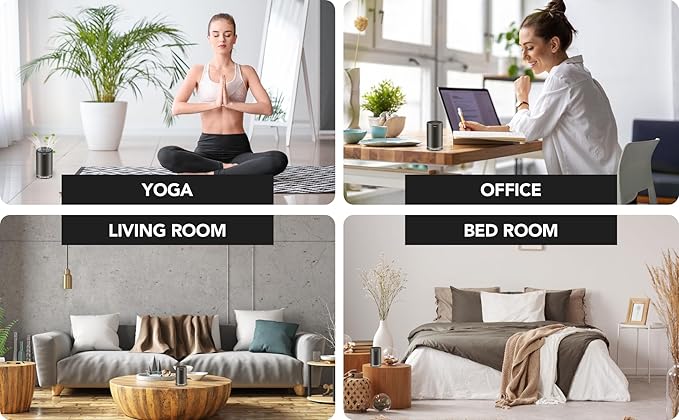 Yismo Clean Air Freshener and Odor Eliminator With Scent Cartridge Small Electric Fragrance Diffuser Removes Pet Smoke and Other Odors Smart-Touch USB Charge (Pet Black)