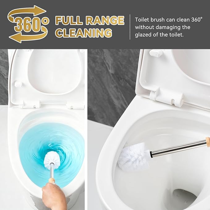 Turtle Base Toilet Brush and Holder Set - Ceramic Toilet Bowl Cleaner Brush DIY-Paintable Toilet Base Bathroom Brush for Home &amp Commercial Use - White