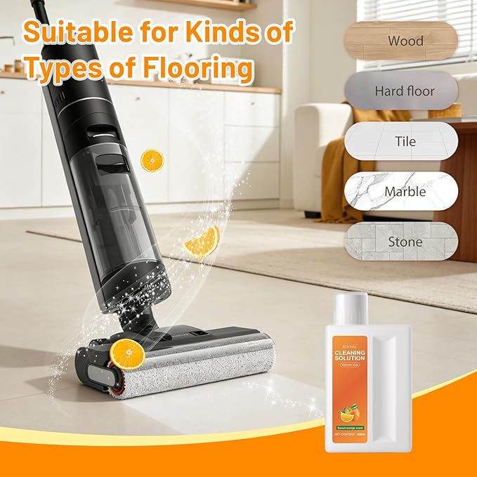 Sweet Orange Scent Floor Cleaning Solution Compatible with Dreame Cleaning Solution Floor Cleaner for Hardwood Tile Hardfloor Compatible Robot Vacuums with Mopping and Wet Dry Vacuum (2 bottles)