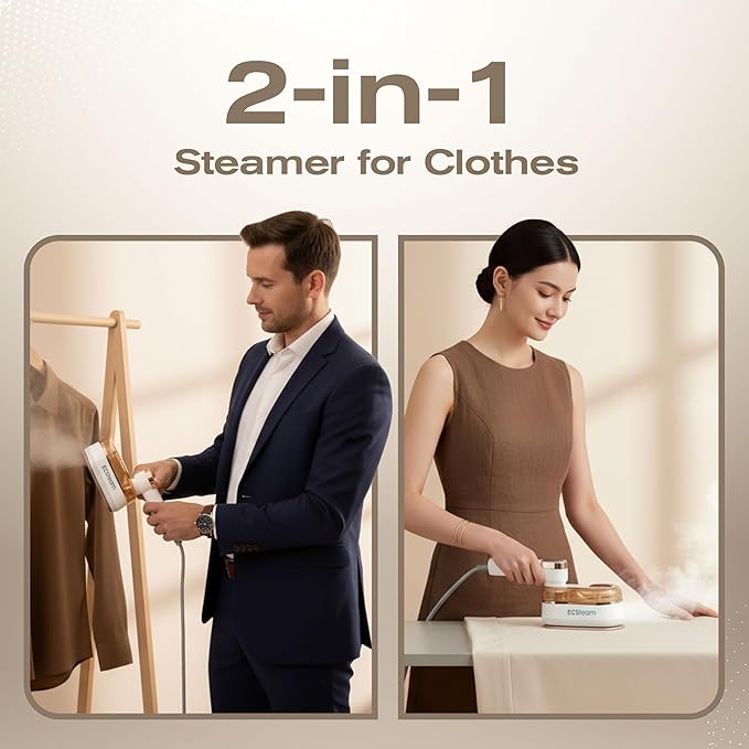 Steamer for Clothes &amp Iron 2 in 1 Portable Clothes Steamer Handheld &amp Travel Steam Iron for Clothes 1200W 20s Fast Heat-Up Foldable Design 180ml Tank 23 Min Steam 120V Wrinkle Remover