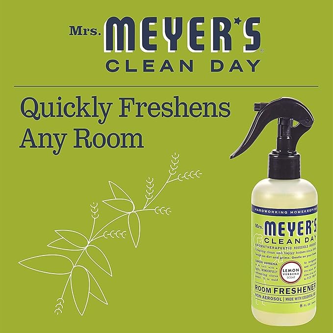MRS. MEYER'S CLEAN DAY Room Freshener Spray Lemon Verbena Scent Instant &amp Refreshing Fragrance Made with Essential Oils 8 fl oz Spray Bottle (Pack of 6)