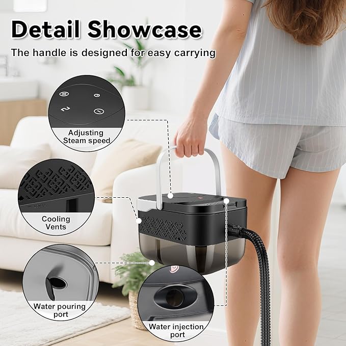 Steam Cleaner 2500W Portable Handheld Steamer for Cleaning Large Capacity Tank Pressurized Steam Cleaning Machine for Home Car Bathroom Kitchen Furniture Grout Floor Tile