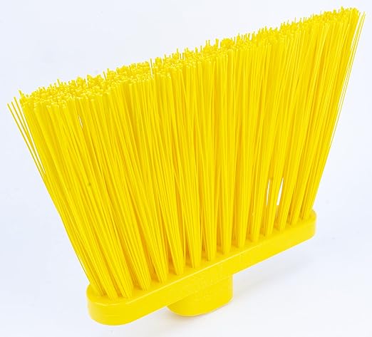 SPARTA 41083EC04 Plastic Color Coded Broom Unflagged Bristles Long Broom With Angled Head For Small Debris Cleaning 56 Inches Yellow (Pack of 12)