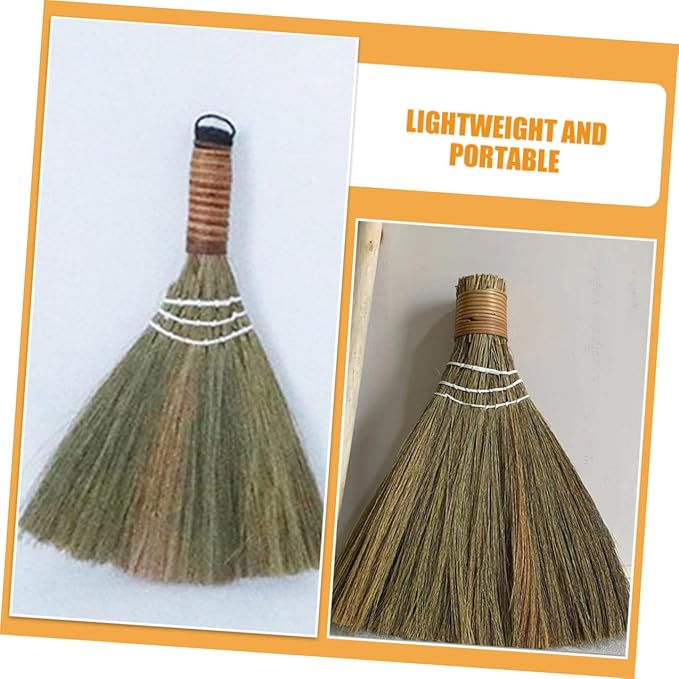 Garneck 2pcs Handmade Woven Brooms with Detachable Handle Rustic Soft Straw Cleaning Brooms for Home Kitchen Indoor Outdoor Dust Removal