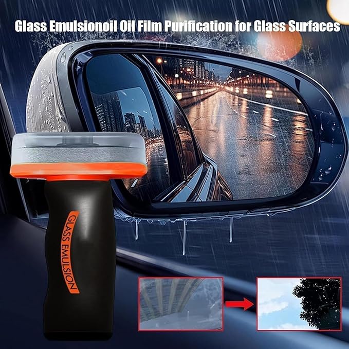 Glass Emulsion Cleaner Multi-surface Glass Cleaning Board Handheld Oil Film Remover for Car Automotive Oil Film Cleaning Remover for Mirrors Shower Doors Car Windows (2 100g)