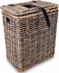 The Basket Lady Drop-in Wicker Rectangular Trash Basket with Metal Liner 20 in L x 13 in W x 24 in H 19 Gallon Capacity Serene Grey…