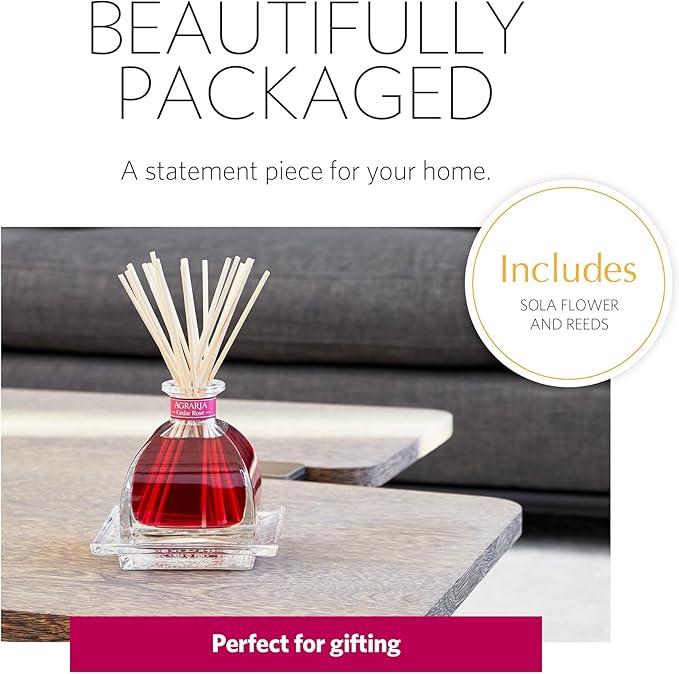 AGRARIA AirEssence Flower and Reed Diffuser Set Handmade Sola Flower Botanical Home Fragrance Set Scented Oil Reed Diffuser Gift for All Occasions