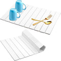 Quick Dry Collapsible Dish Drying Mat Eco-Friendly Absorbent Diatomaceous Earth Mats for Dishes Bottles Cups 24×16Large Stone Dish Drying Mats for Kitchen Counter (White 24（L）×16（W）)