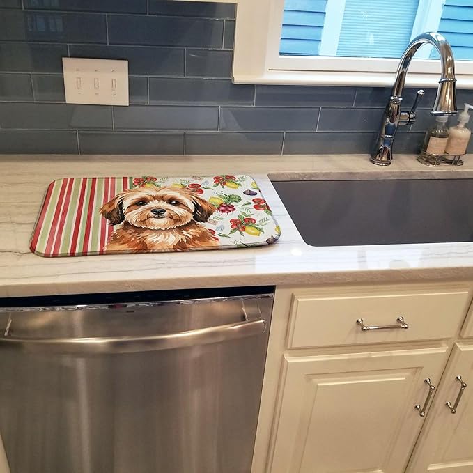 Caroline's Treasures Sable Havanese Vegetables Dish Drying Mat Absorbent Dish Drying Mat Pad for Kitchen Counter Dish Drainer Mat for Countertop 14 x 21 Multicolor